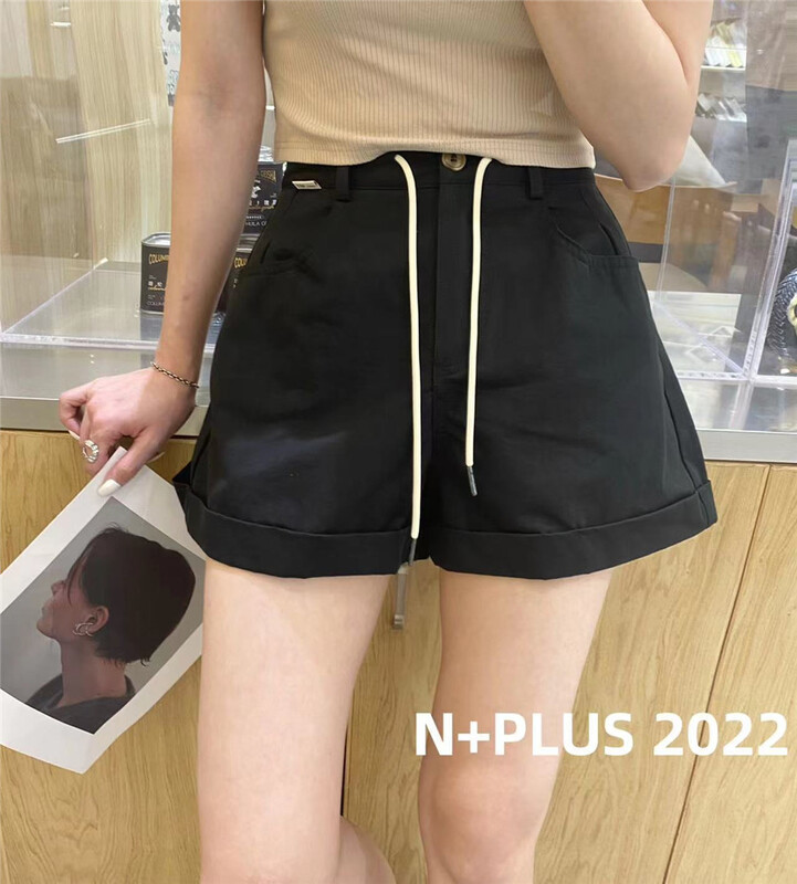 [n + Plus] solid color loose and versatile drawstring casual shorts 22065# ozq