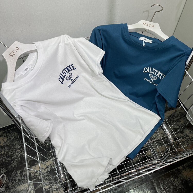 Original price 21.73! [9319] embroidered Pullover short sleeve T-shirt 303# L