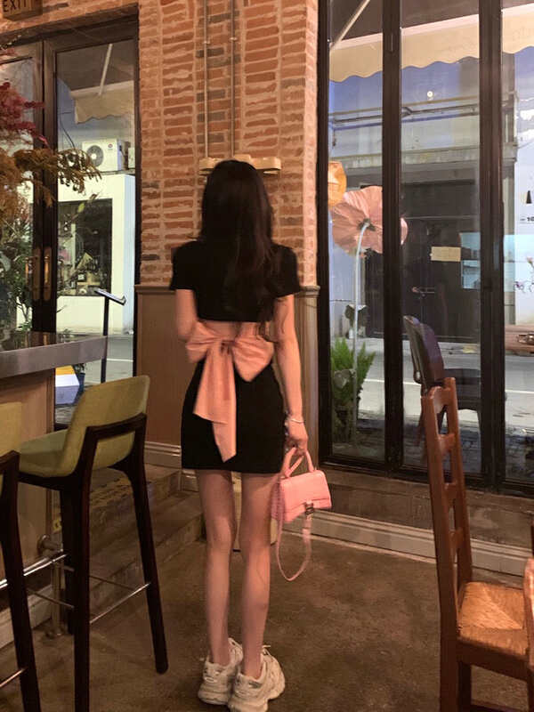 [wgwe] pure Sexy Girl Butterfly dew back waist thin dress 1671# PCZ