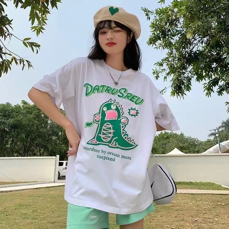 [j.2] foam dinosaur print short sleeve T-shirt 2212# LSW