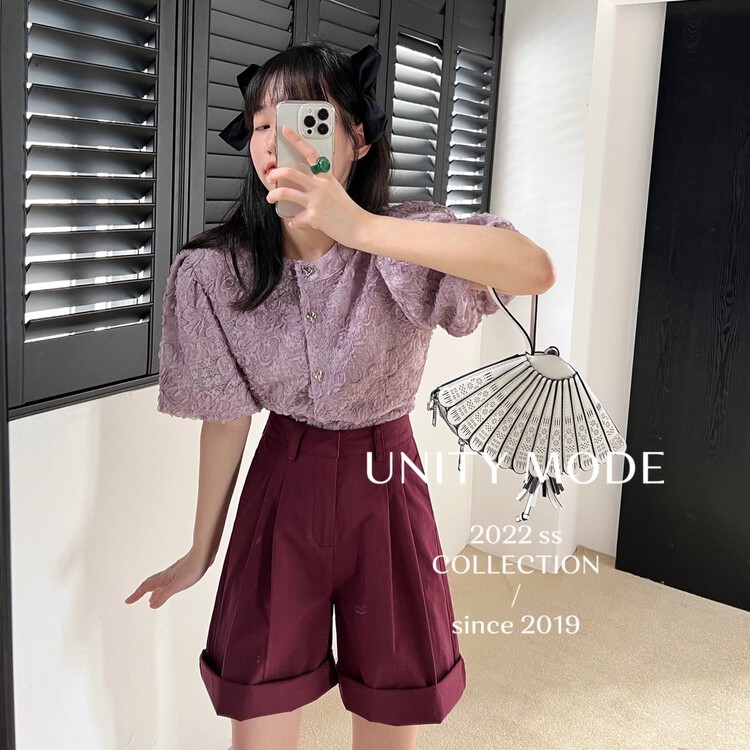 New in early summer! [unit] jacquard love button comfortable shirt (with suspender) 8006# cqw