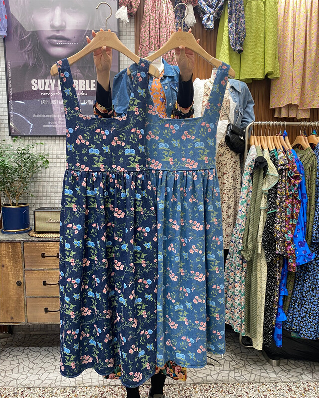 [N21] lady temperament floral denim strap skirt ys1-826# zyh