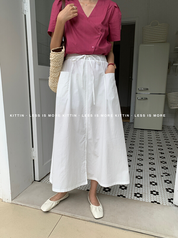 New in early summer! [Kittin] simple elastic waist thin skirt 652# XYY