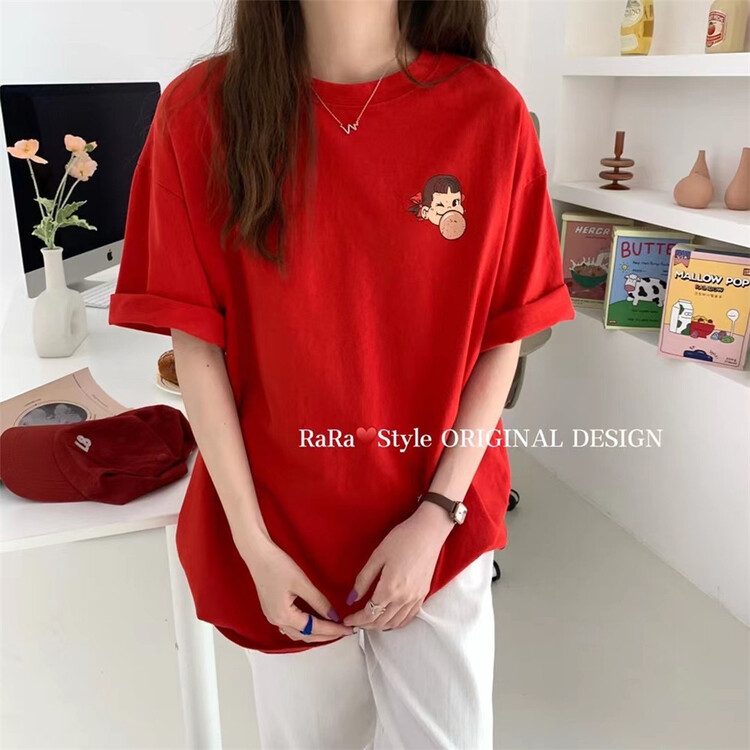 goods in stock! New in early summer! [rara] simple casual print loose short sleeve T-shirt 30102# LSL