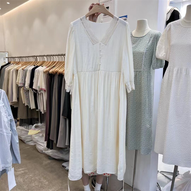 【XHM】韓系蕾絲花邊寬鬆連衣裙  H2015#  ZSY