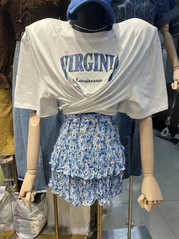 New in early summer! [Yan Zhen] broken flower pleated Korean skirt (only selling skirt) 66882# PCZ