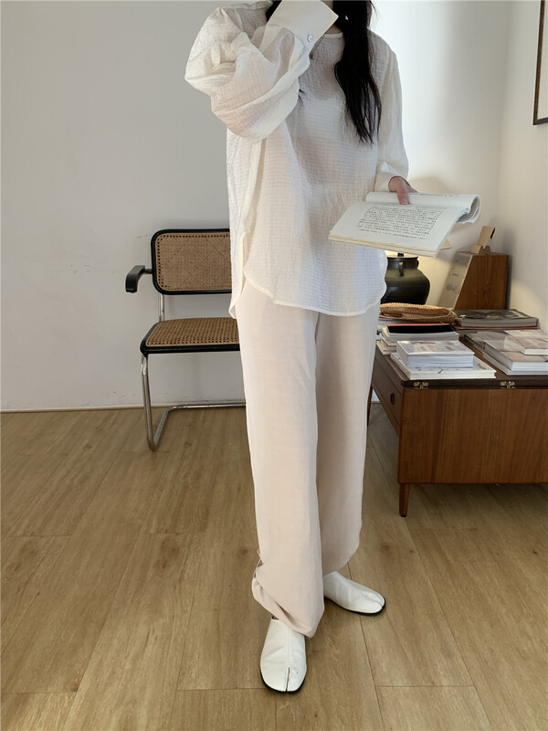 [emoni] simple, loose and thin linen casual pants 10775# CLS