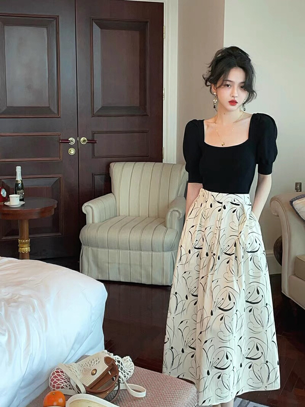 New in early summer! [JH] solid color versatile blouse + lady skirt suit 41407# PCZ