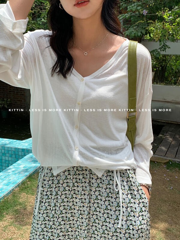 goods in stock! New in early summer! [Kittin] simple temperament Tencel linen knitted cardigan 359# XYY