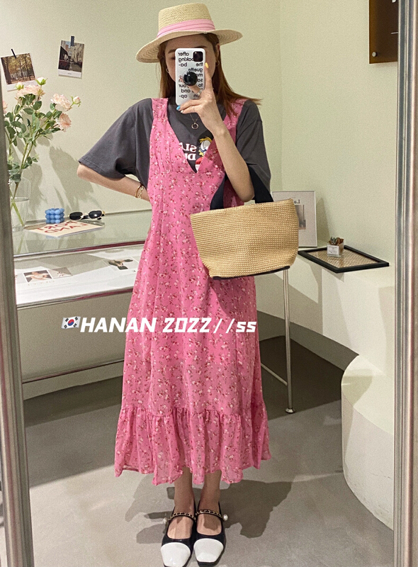 goods in stock! New year in early spring! [Hanan] Korean Ladies chiffon vest dress (dress only) 6838# LSL