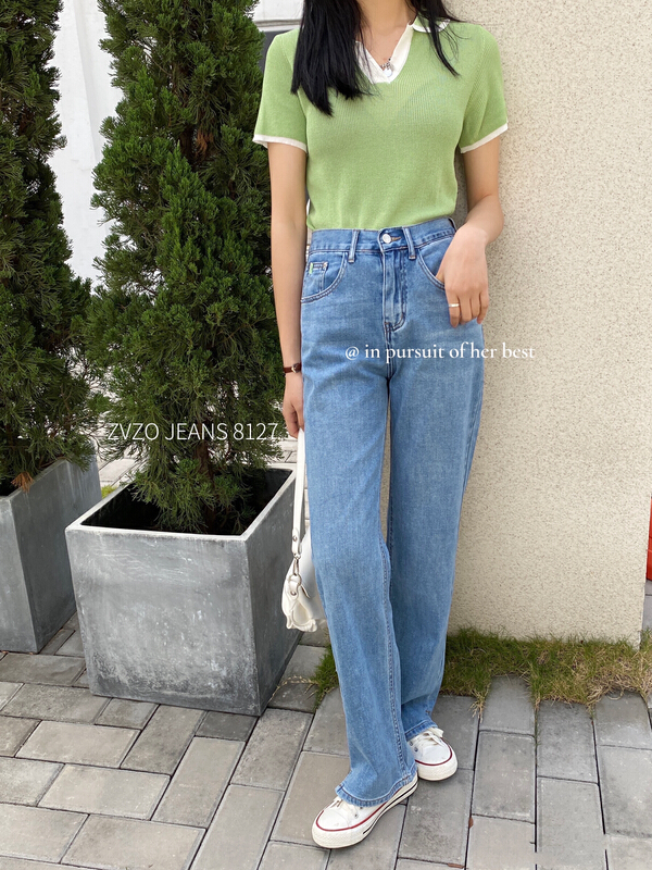 goods in stock! New year in early spring! [zvzo] Korean version elastic waist loose mop jeans 8127# CLS