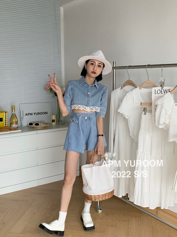 [APM yuroom] temperament fashion lace splicing blouse 22219# LSL