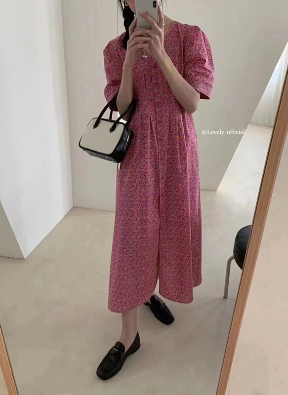 New in early summer! [love] fashion floral medium length dress (without shawl) s0989# HBx
