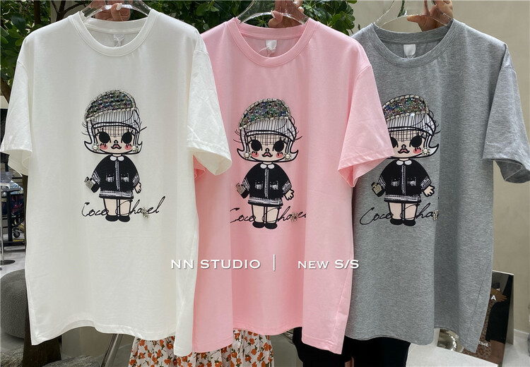 [NN] Korean version Xiaoxiang doll printed short sleeve T-shirt 9605# XYY