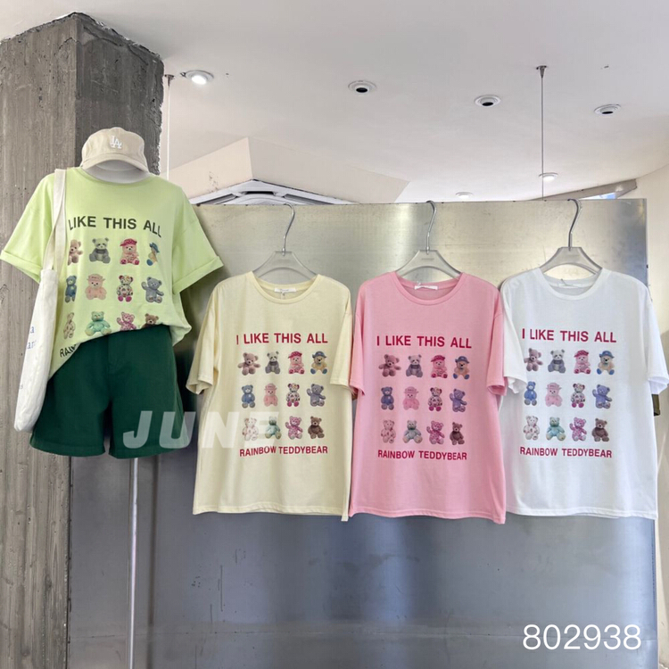 [June] Korean bear print comfortable short sleeve T-shirt 802938# XYY
