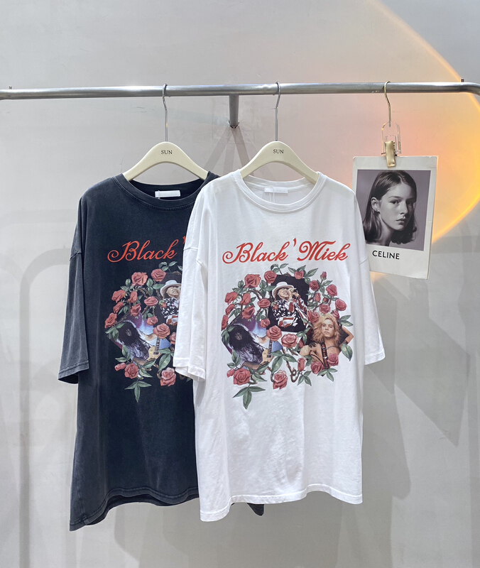 [sun] Korean version oversized loose print short sleeve T-shirt t302# lwy