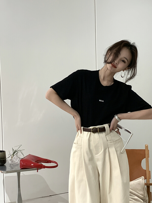 [11An] simple and versatile round neck short sleeve T-shirt a6606# LSL