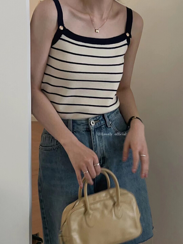 [love] Korean version of versatile small fragrant thin knitted vest / suspender m0590# HBx
