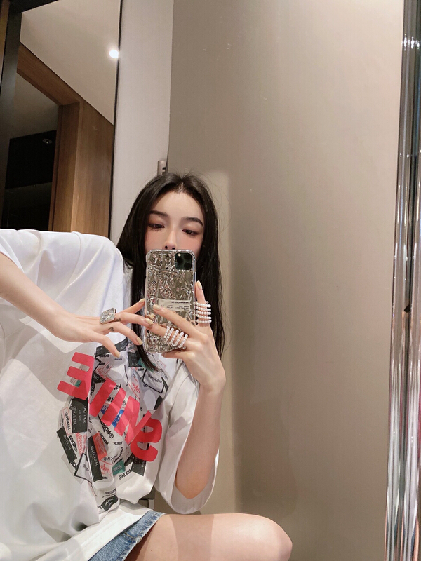 [Nancy] pink lettered print design, short sleeve T-shirt bs6175# WPL