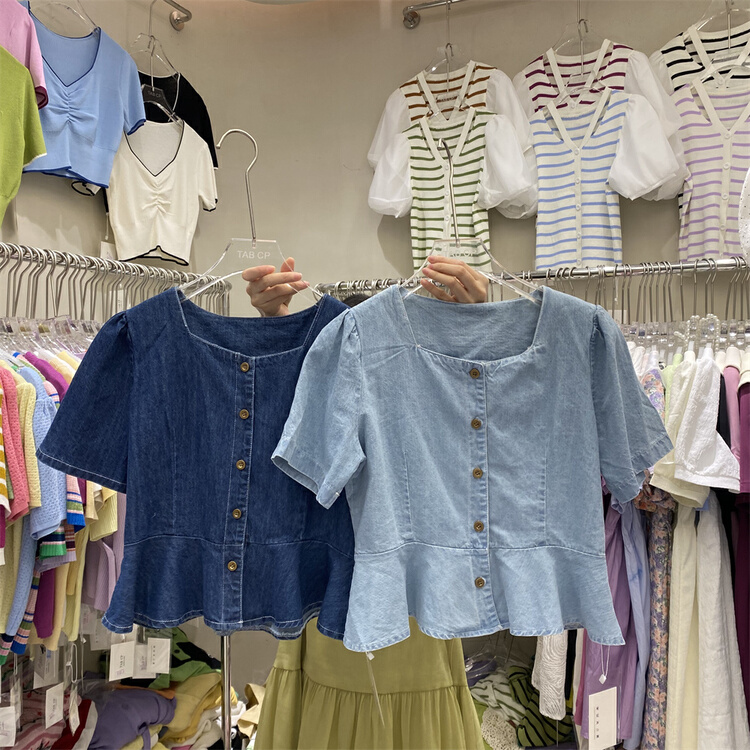 [tab CP] single breasted square neck denim shirt ys1-8131# CSX