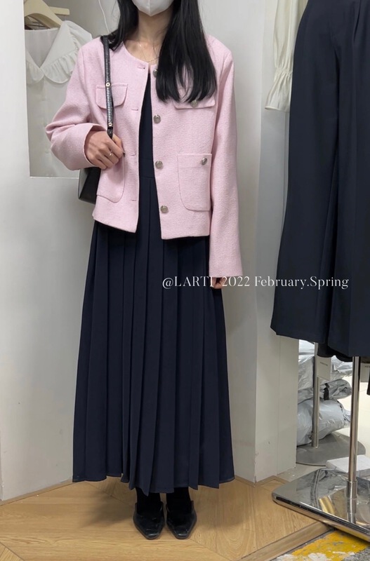 New year in early spring! [larti] Korean round neck single breasted double pocket short coat 88829# ll