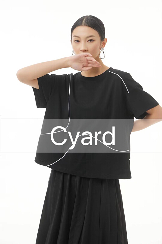 [cyard] round neck color blocking comfortable short sleeve T-shirt 90368\l