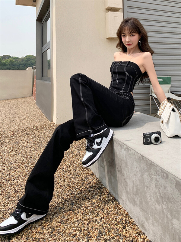 [DS +] hot girls show thin bright line comfortable jeans 3182-1# JJ