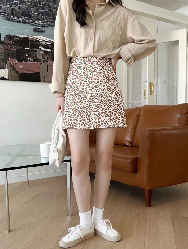 [Tongtong] Korean personalized leopard print skirt 60# hjy