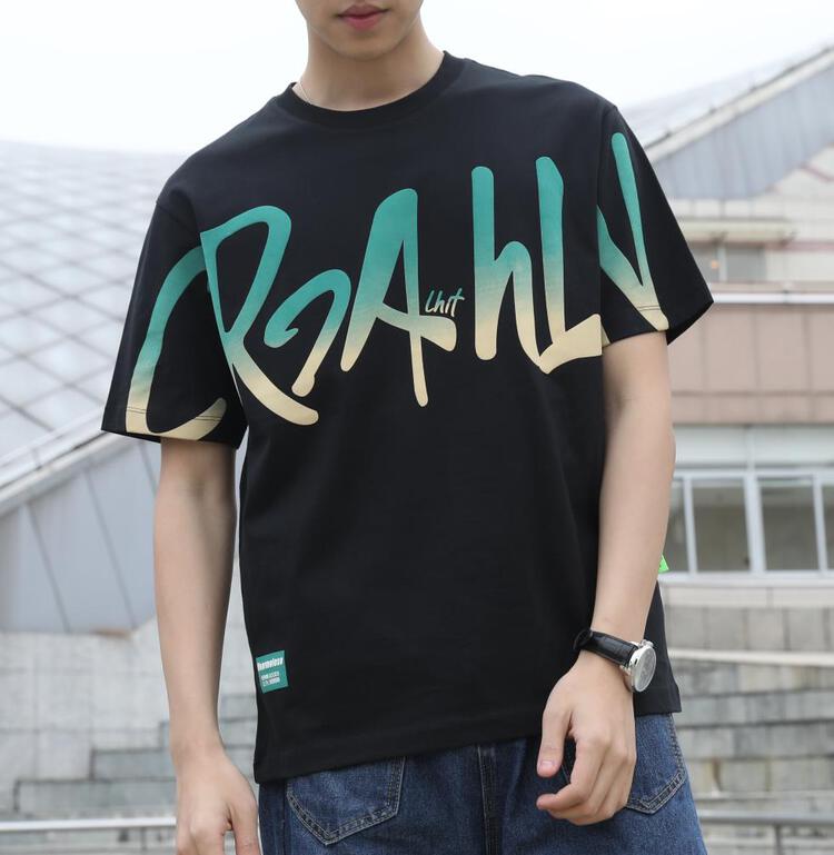 New year in early spring! [aoshilong] round neck micro wide letter printed short sleeve T-shirt ls3545# ZZL