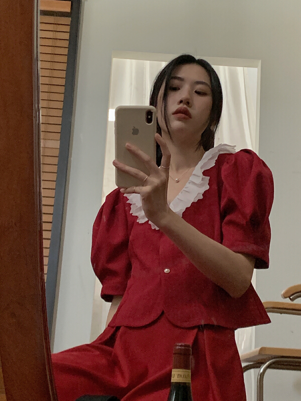 goods in stock! New in early summer! [new open] Vintage Western style Ruffle shirt hy22618# zxl