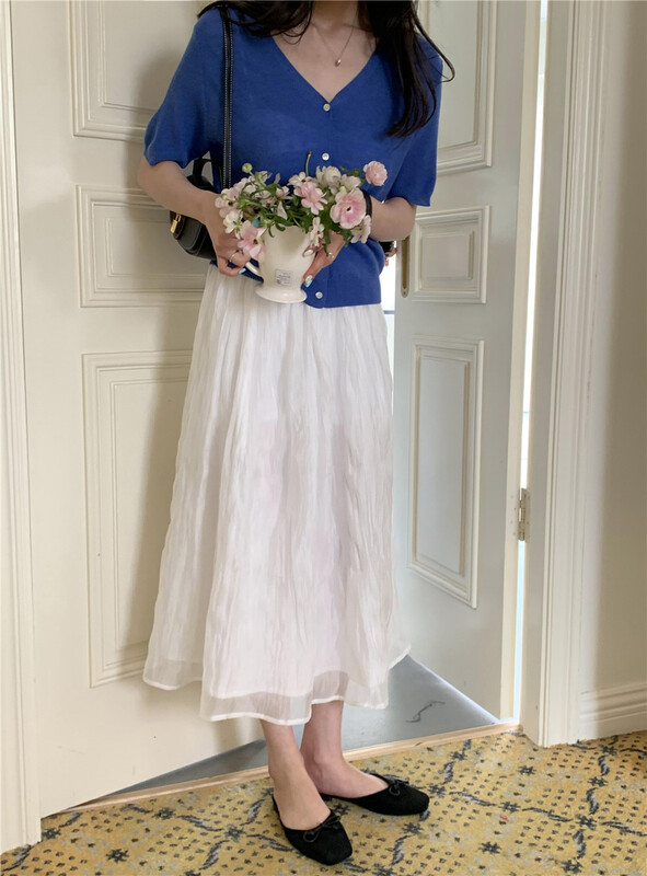 [new post] Korean solid color pleated skirt 6667# cqw