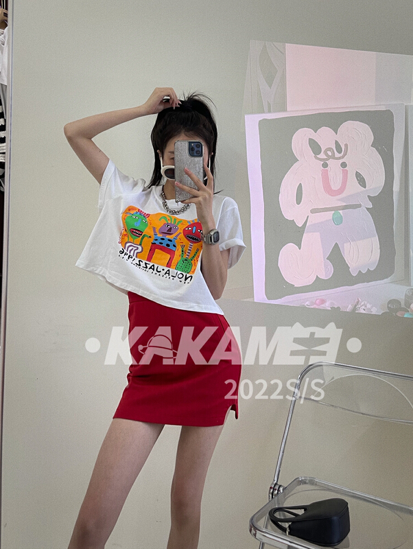 New in early summer! [kakamee] crew neck print versatile short sleeved T-shirt 3922# LSL