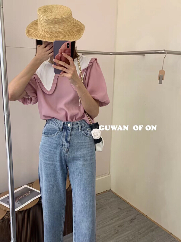 [G.W] large lapel fashion color matching shirt 2283# zxx