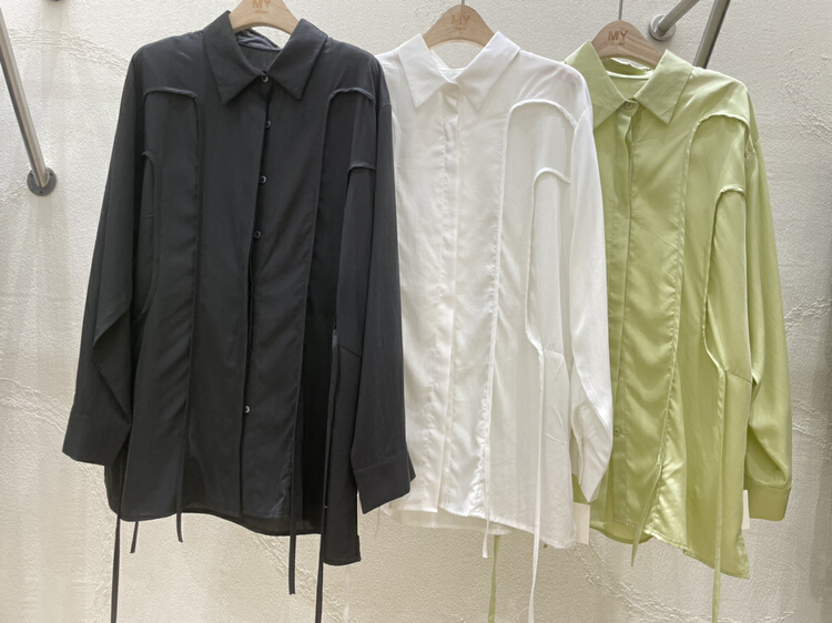 [myallin] fashion solid color loose shirt 8051# ozq