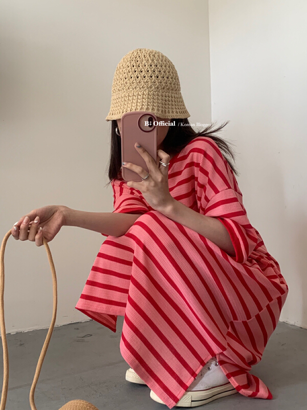 [B plus] lazy casual stripe dress 22-9425-2# HBx