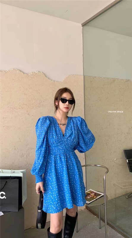 New year in early spring! [py] Korean style V stand collar floral dress 8113# PCZ