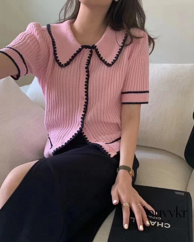 New in early summer! [emoni] simple and fashionable polo collar foreign style sweater 50016# CLS