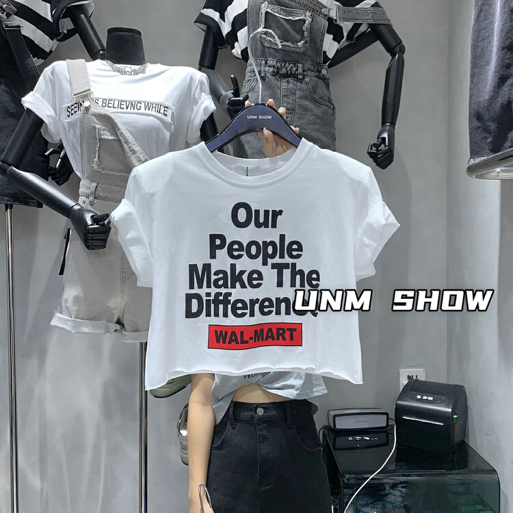 [unm-show] printed basic versatile short sleeve T-shirt 6266# WTT