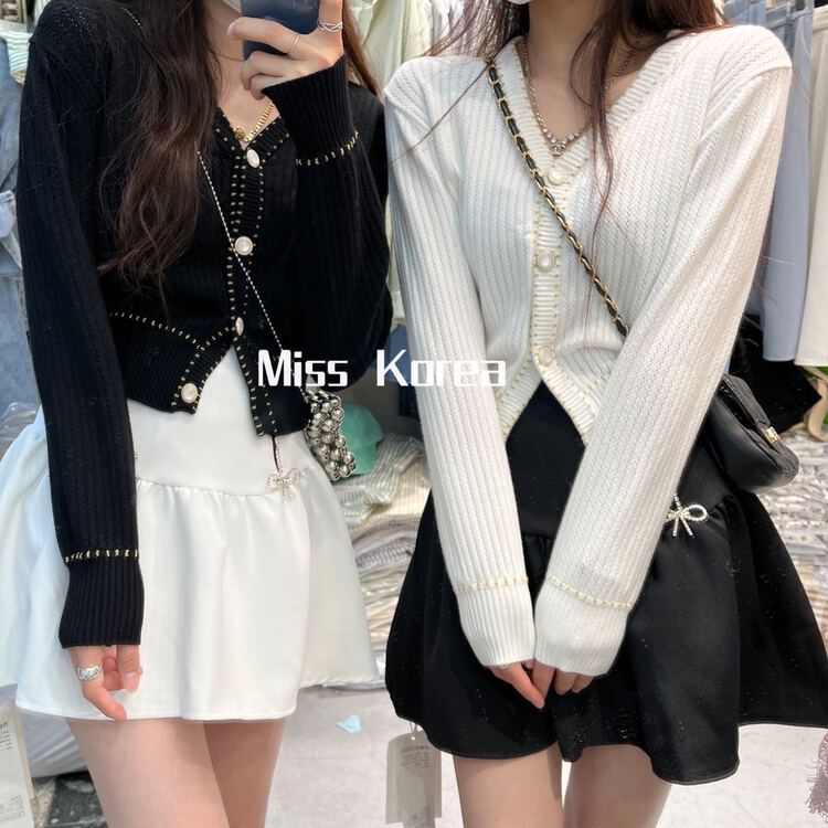 goods in stock! New year in early spring! [Miss Korea] fashion small fragrance versatile knitted cardigan (excluding skirt) 6087# HBx