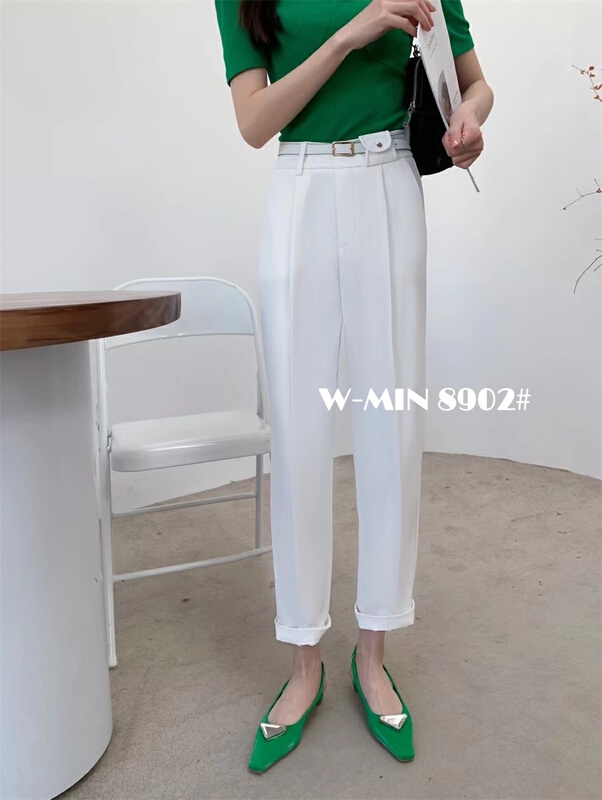 New in early summer! [w.min] simple foreign style, slim and versatile trousers (with belt) 8902# CLS