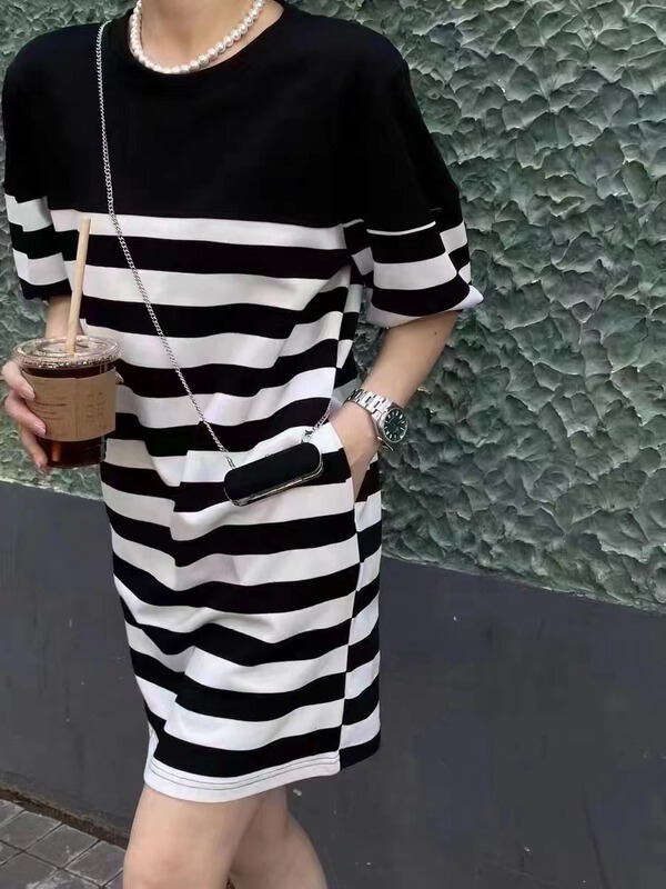 [c.h.z] casual style stitching fake two loose and thin dresses 90758# WTT