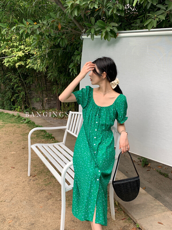 New in early summer! [bangings] French style holiday Style Floral Dress 22sca0158# CLS