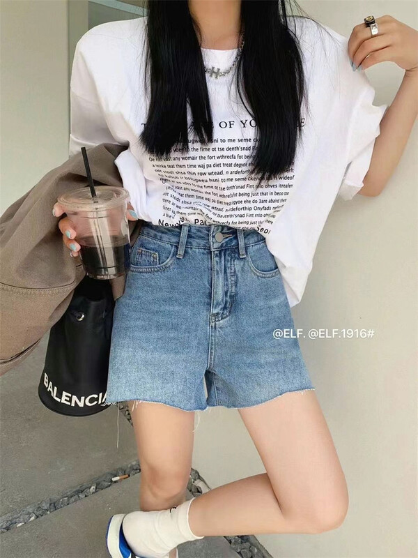 [x2 square] slim high waist comfortable denim shorts elf1916# ll