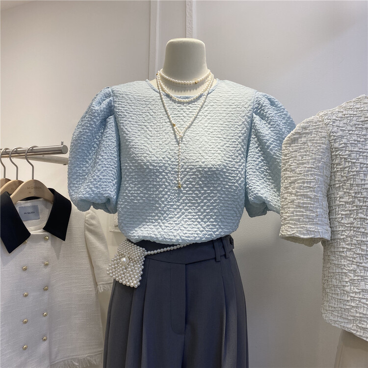 New in early summer! [M queen] simple and versatile bubble sleeve shirt 6266# HBx