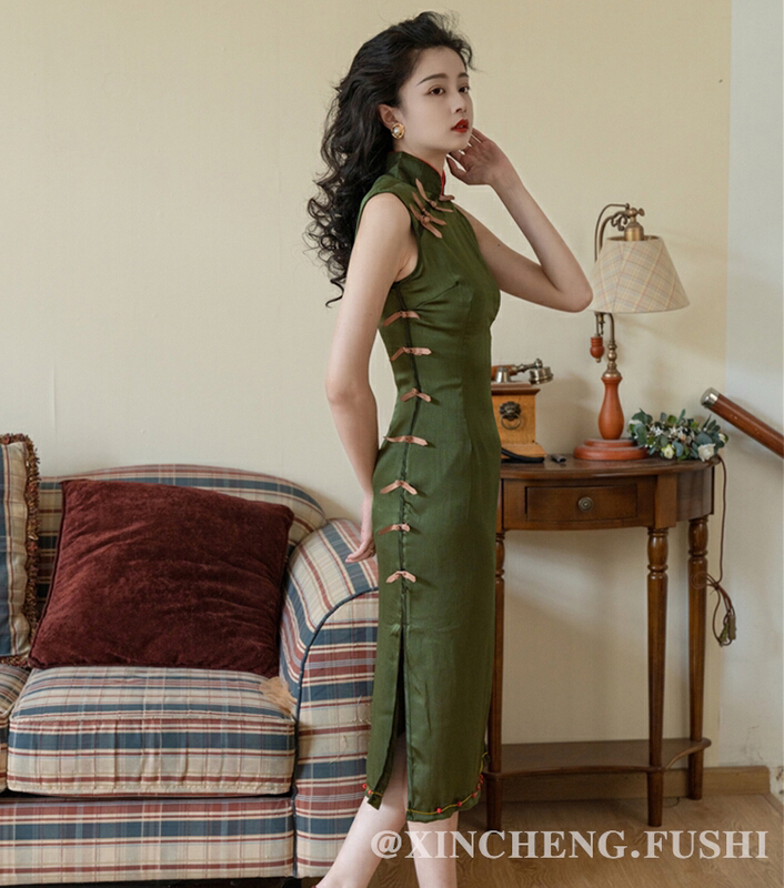 goods in stock! New in early summer! [Xinsheng] Chinese style retro elegant medium length cheongsam 5313# PCZ