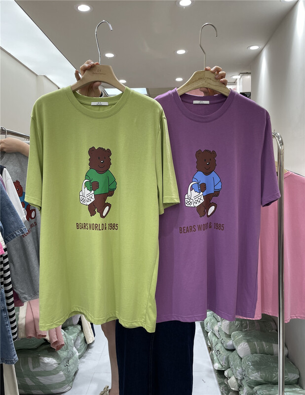 [DT] Korean cartoon bear print short sleeve T-shirt q9877# lwy