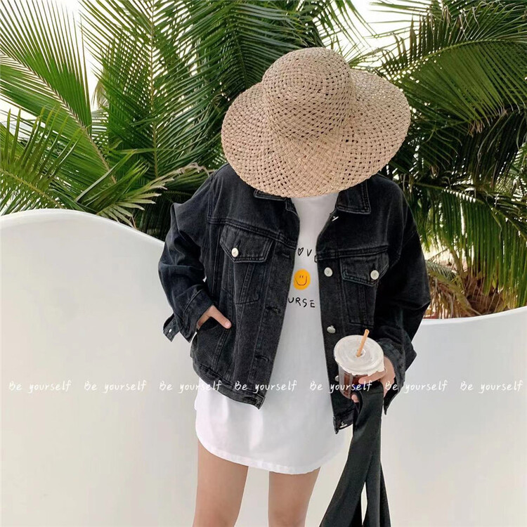 New year in early spring! [be your self] Korean letter printed denim jacket nz6612# LSL
