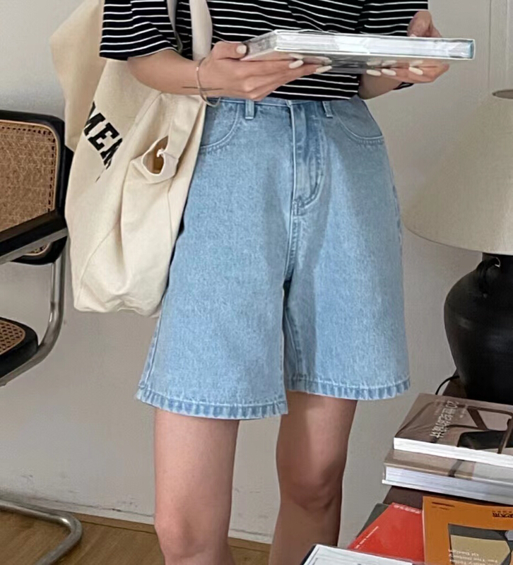 [on line] Korean high waist versatile denim shorts a9001# lwy