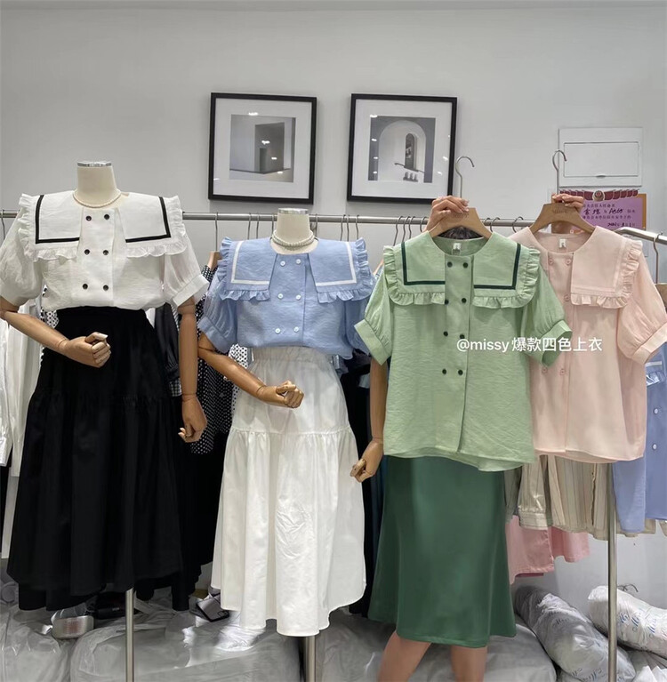 New in early summer! [miss. Y] French Navy collar shirt 8995# zxx