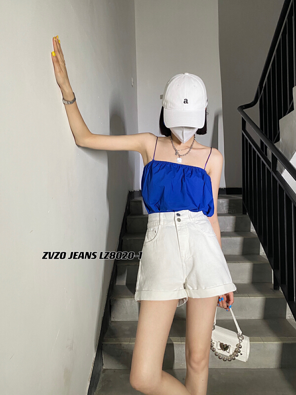 [zvzo] Korean high waist loose and versatile denim shorts lz8020-2# CLS